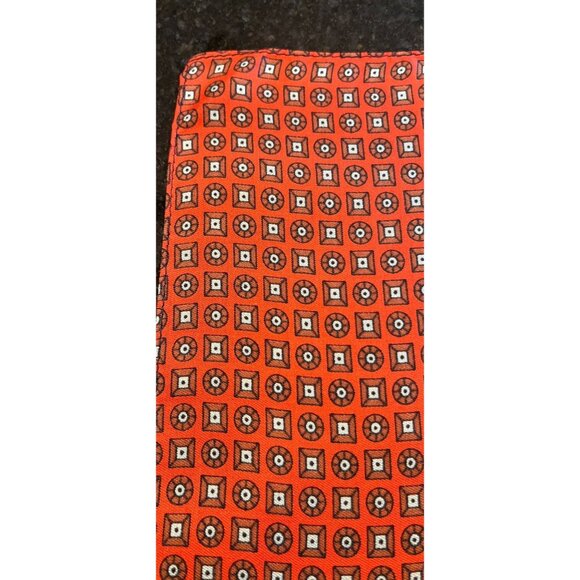 Vtg Men’s 1960″s Pocket Square Scarf Red Blue Geometric All Silk Stunning 24" - Picture 5 of 7